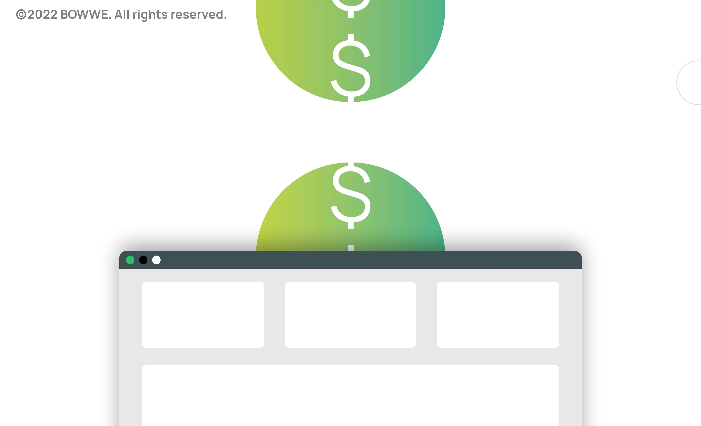 Graphic with landing page layout and money 